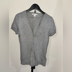 H&M Gray Short Sleeve Button-Front Knit Top